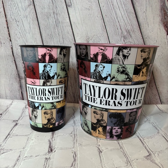 Taylor Swift The Eras Tour Metal Popcorn Bucket and Cup Golden Link - Picture 7 of 9